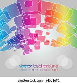EPS10 Rainbow perspective warped squares vector background with text