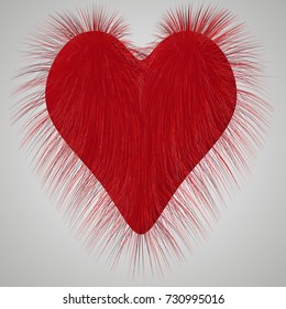eps10. Red fluffy human heart on a light background. Sign of all lovers