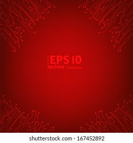 EPS10 red vector circuit board background texture 