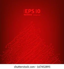 EPS10 red vector circuit board background texture 