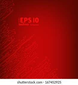 EPS10 red vector circuit board background texture 