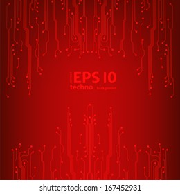 EPS10 red vector circuit board background texture 