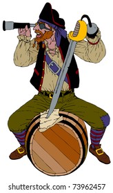 EPS10, Red-haired pirate looks through a spyglass