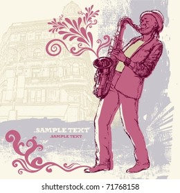 EPS10, Saxophonist on a grunge background