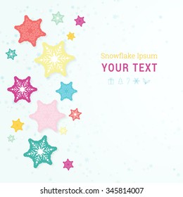 EPS10 scalable minimal christmas background with paper design snowflakes for web site banner, Christmas layout, brochure - colorful edition