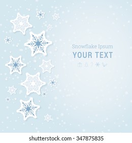 EPS10 scalable minimal paper design background with decorative snowflakes for web site, Christmas layout, brochure - light blue edition