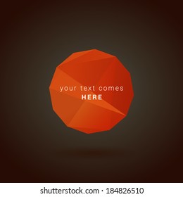 EPS10 scalable minimal polygon shape text box for web page banner, badge, label - orange version