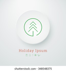Eps10 scalable white button with christmas tree icon and icon set for web, app, banner - green, red version