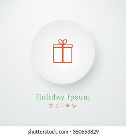 Eps10 scalable white button with gift icon and icon set for web, app, banner - green, red version