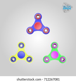 EPS10. Set 3d Vector illustration of a fidget spinner isolated on white background. It's easy to change color.