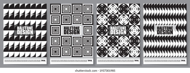 EPS10 Set mit A4-Abdeckungen mit geometrischen Formen auf der Halftone. Einfach an Ihr Projekt anpassen. Perfekt für jeden Gebrauch.