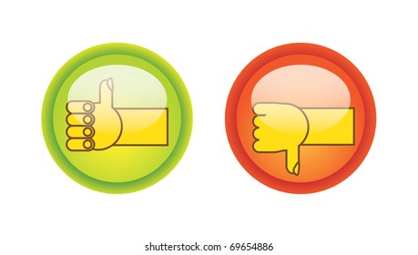 EPS10 thumb up and down on glossy buttons illustration