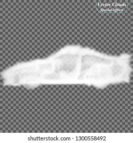 eps10. Transparent special effect stands out with fog or smoke. White cloud vector, fog or smog