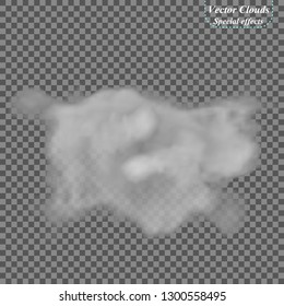 eps10. Transparent special effect stands out with fog or smoke. White cloud vector, fog or smog