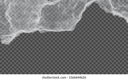 eps10. Transparent special effect stands out with fog or smoke. White cloud vector, fog or smog