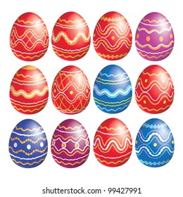 EPS10/ Twelve ornamented Easter eggs