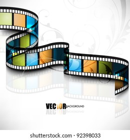 eps10 vector 3d film strip design with floral element in the background