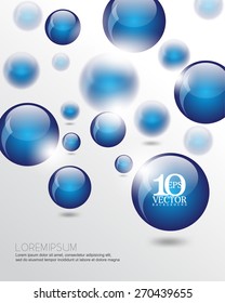 eps10 vector 3d floating blue round sphere orb business elements background