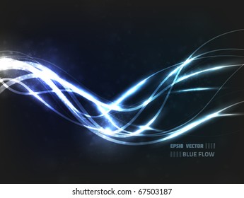 EPS10 vector abstract blue flow against dark background; composition is colored in shades of blue