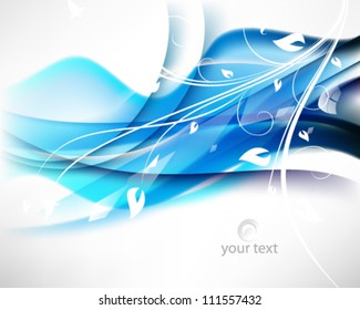 eps10 vector abstract blue wave foliage elements design