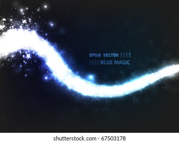 EPS10 vector abstract blue wave design against dark background with slight texture; composition is colored in shades of blue