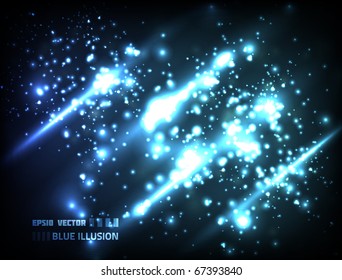 EPS10 vector abstract bokeh effect design against dark background; composition is colored in shades of blue