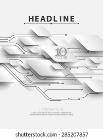 eps10 vector abstract circuit board geometric shapes overlapping science electronics elements concept background