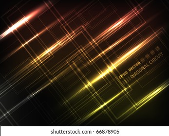 EPS10 vector abstract circuit design against black background; composition has bright colors; design is diagonal
