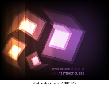 EPS10 vector abstract cubes design against dark background; colored in shades of orange and purple