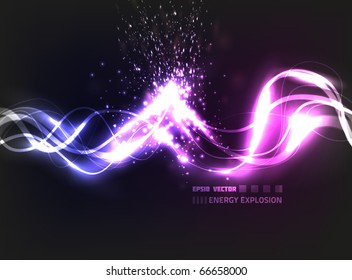 EPS10 vector abstract energy explosion on background with slight texture; composition has bright blurry lights