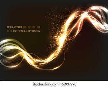 EPS10 vector abstract explosion on dark background; composition has a lot of bright and blurry particles