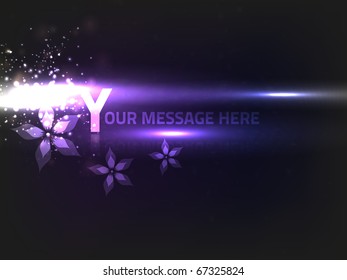 EPS10 vector abstract floral design against dark background; composition has bright lights and particles