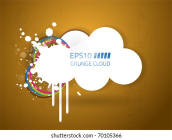 EPS10 vector abstract grungy cloud design against orange background