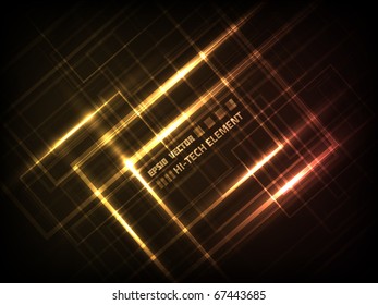 EPS10 vector abstract hi-tech element design against dark background; composition is colored in shades of orange