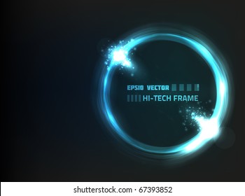 EPS10 vector abstract hi-tech frame against dark background; composition is colored in shades of blue and violet