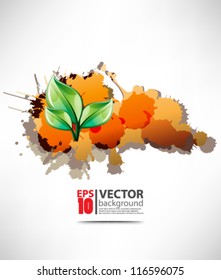 eps10 vector abstract leaves background with ink splatter