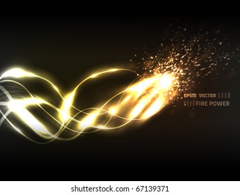 EPS10 vector abstract line of flame design against dark background; composition is colored in shades of yellow and orange