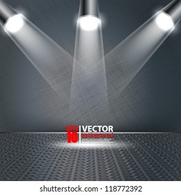 eps10 vector abstract metallic background with spot light and stage