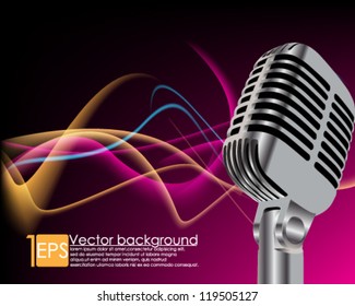 eps10 vector abstract microphone with elegant wave background