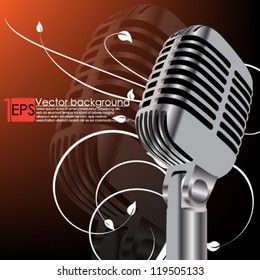 eps10 vector abstract microphone with elegant swirl background