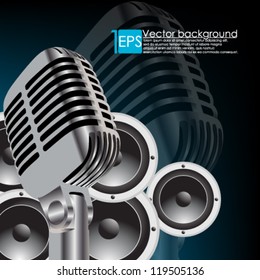 eps10 vector abstract microphone with music background