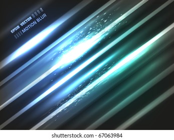 EPS10 vector abstract motion blur effect against dark background; composition is colored in shades of blue and green