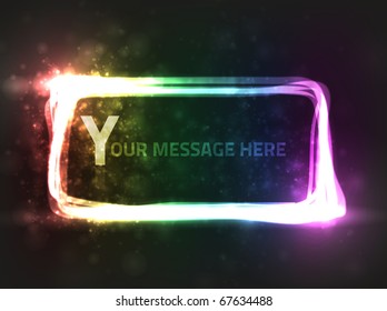 Diseño de arcoiris de rectángulo abstracto EPS10 vectorial contra fondo oscuro; la composición tiene un aspecto brillante