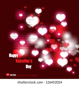 Eps10 Vector Abstract Red background with hearts and space for text