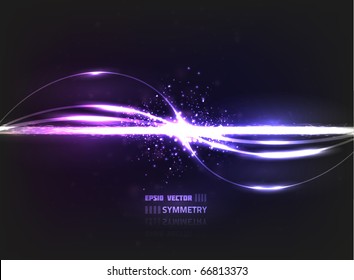 EPS10 vector abstract symmetrical lines against black background with slight texture. Colors used are violet and blue