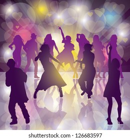 Eps10. Vector background with dancing people. All elements with transparent are on separated layers.