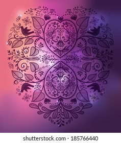 eps10 vector background with vintage floral heart