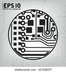 EPS10 vector black and gray circuit circle ball background
