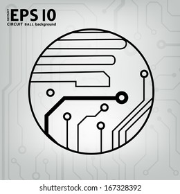 EPS10 vector black and gray circuit circle ball background