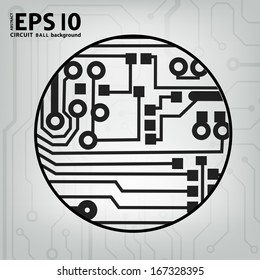 EPS10 vector black and gray circuit circle ball background